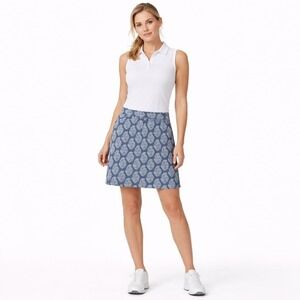 Peter Millar Paisley Golf Skirt Size 6 Blue Cotton Stretch Resort Preppy
